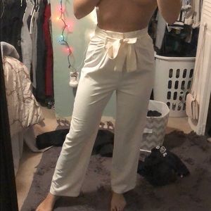 White high waisted flare pants